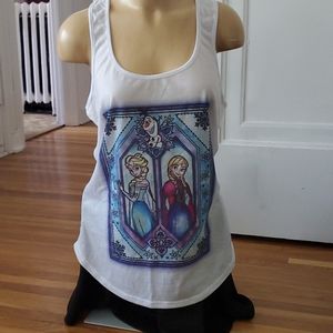 Frozen White Racer-back Tank Top